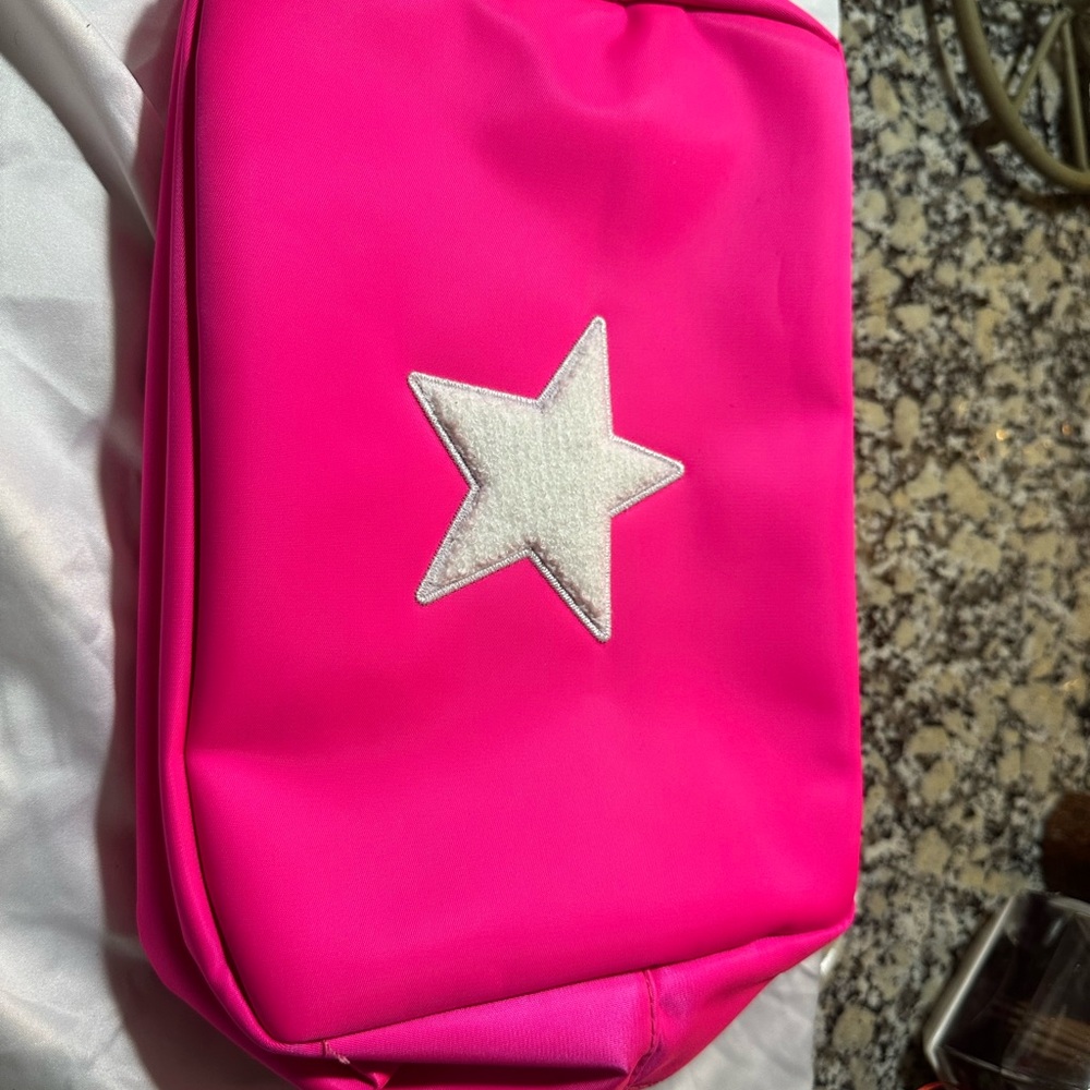 Pink and White Star Cosmetic Bag